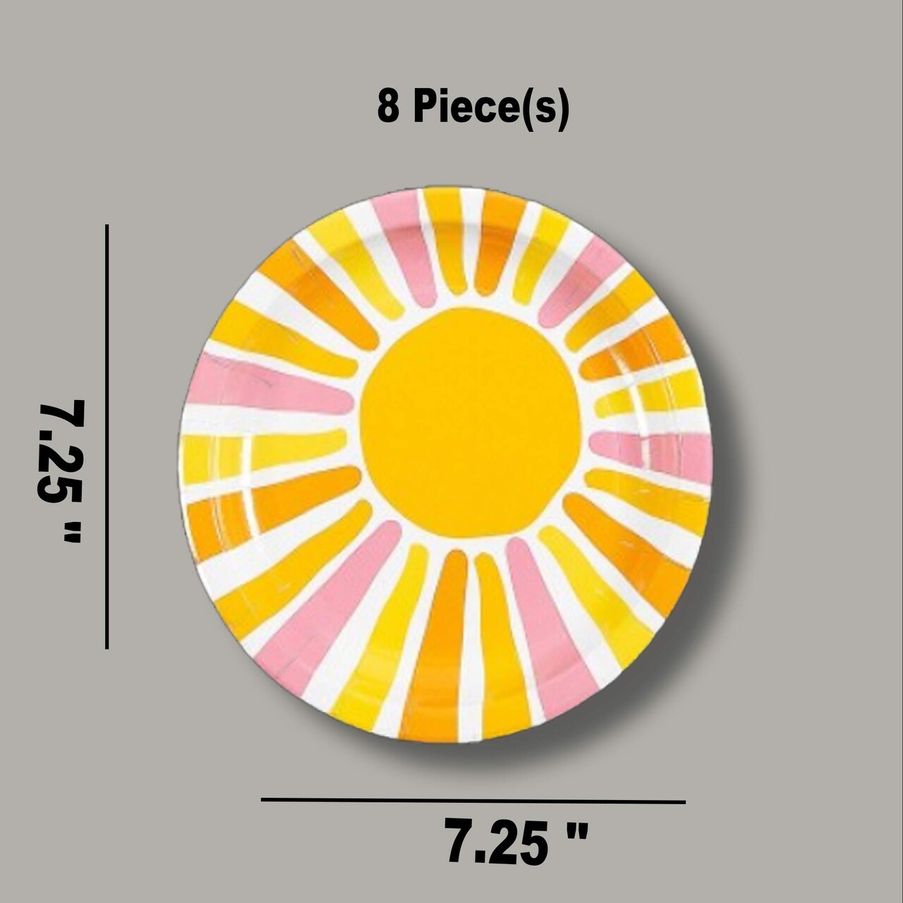 8 Ct. Summer Party Dessert Plates 7 1/4" Disposable Paper Plates Bright & Fun Summer Tableware